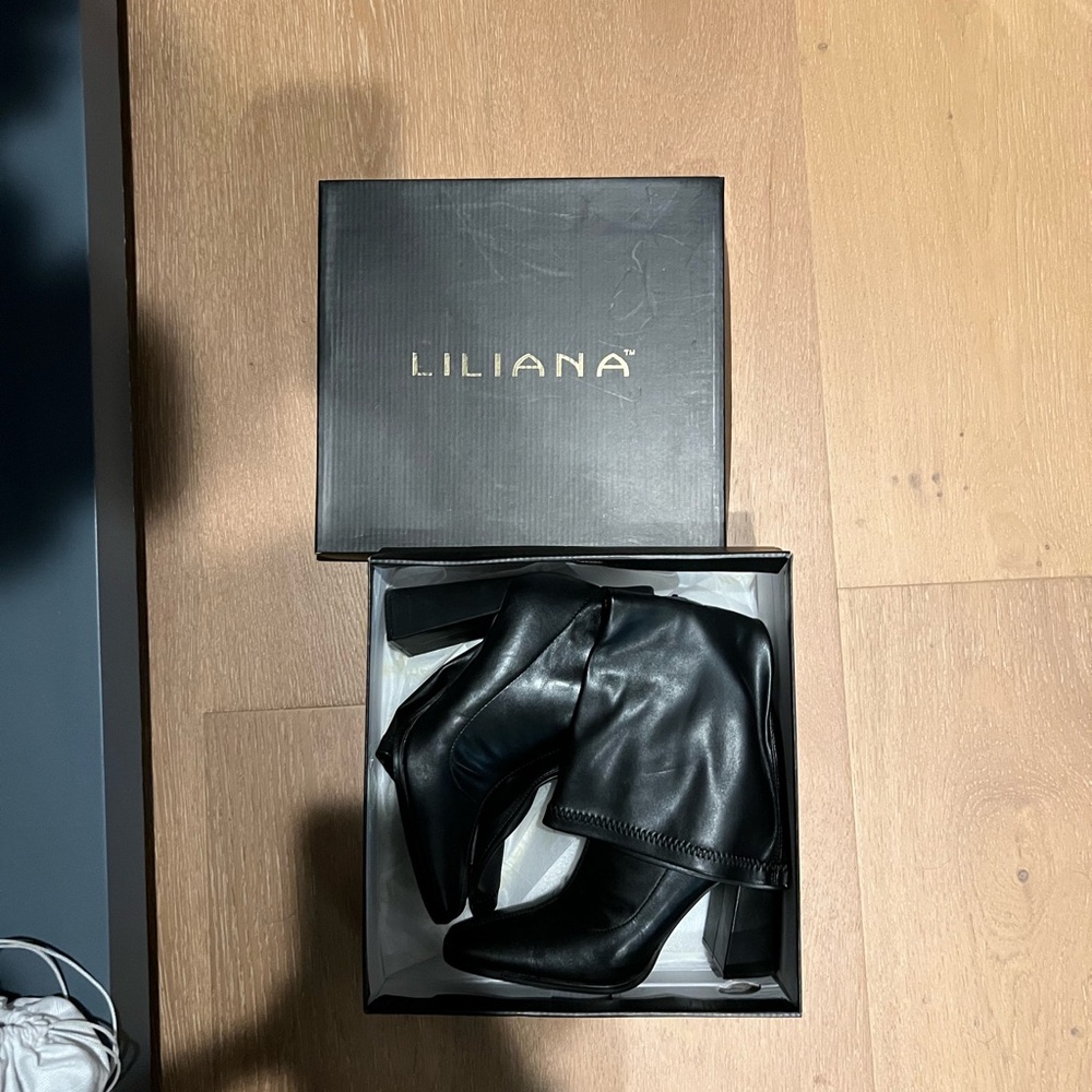 Liliana Black Faux Leather Boots